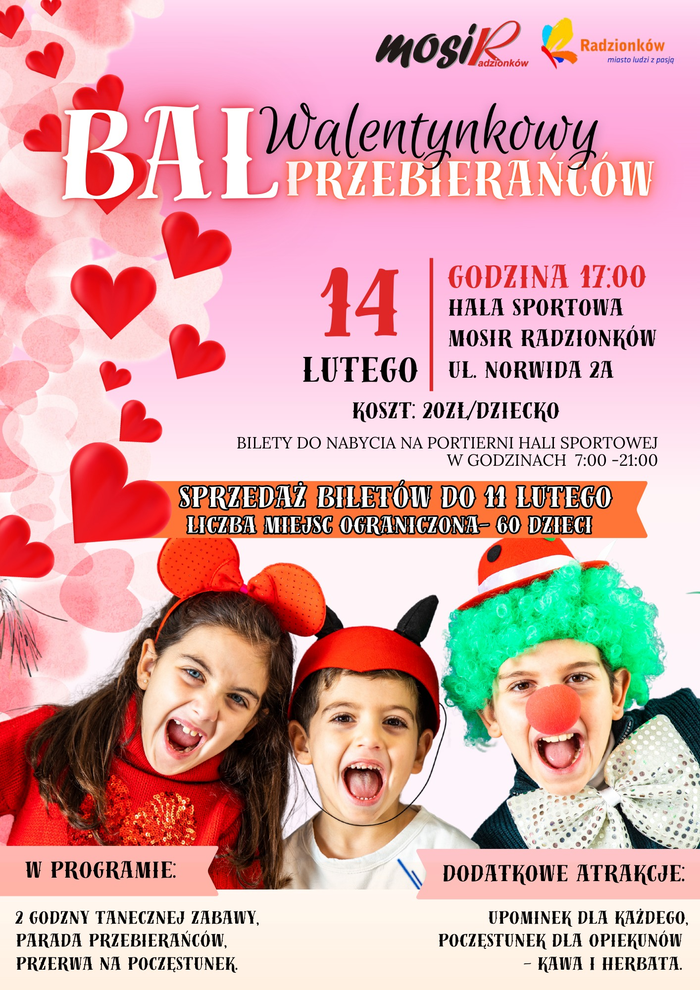Plakat informujący o walentynkowym balu przebierńców