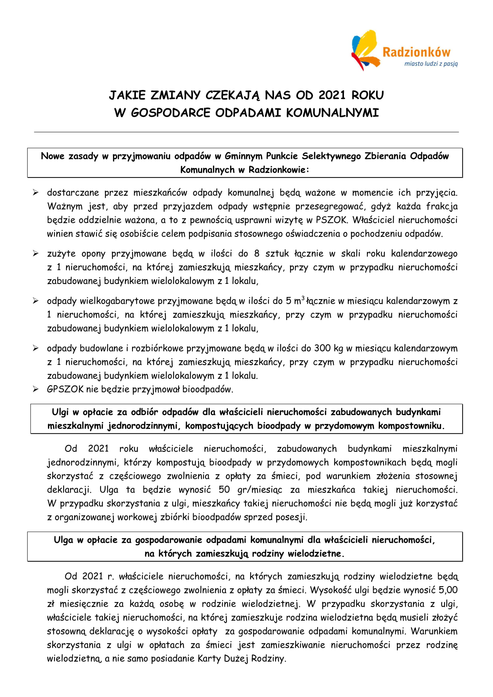 Plakat o zmianach w gospodarce odpadami komunalnymi